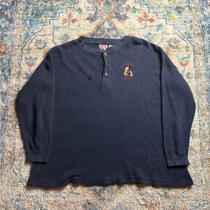 Vintage Disney Mickey Explorer Thermal Henley Long Sleeve Shirt